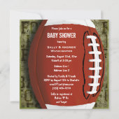 グランジなカップルのフットボールのベビーシャワーの緑 招待状 (裏面)