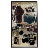 グランジなカメラマンの写真撮影のヴィンテージのカメラ スモールペーパーバッグ (裏面)