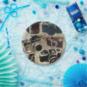 グランジなカメラマンの写真撮影のヴィンテージのカメラ ペーパープレート (パーティー)