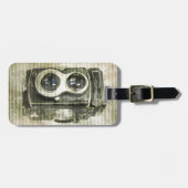 グランジなカメラマンの写真撮影のヴィンテージのカメラ ラゲッジタグ (正面横)
