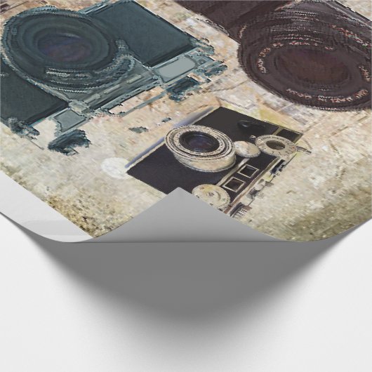 グランジなカメラマンの写真撮影のヴィンテージのカメラ ラッピングペーパー (角)