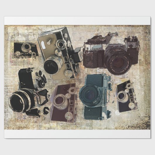 グランジなカメラマンの写真撮影のヴィンテージのカメラ ラッピングペーパー (フラット)