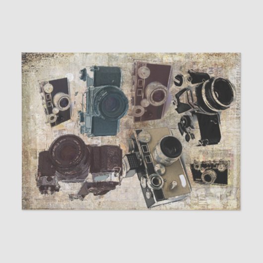 グランジなカメラマンの写真撮影のヴィンテージのカメラ 薄葉紙 (正面)