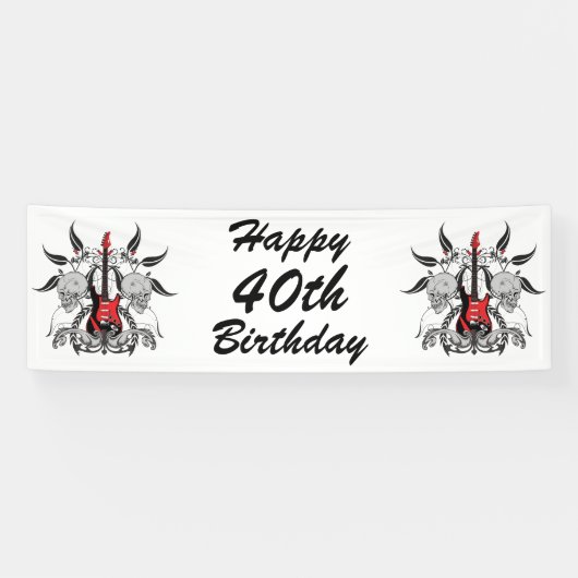 グランジなギターおよびスカル 横断幕 (横)