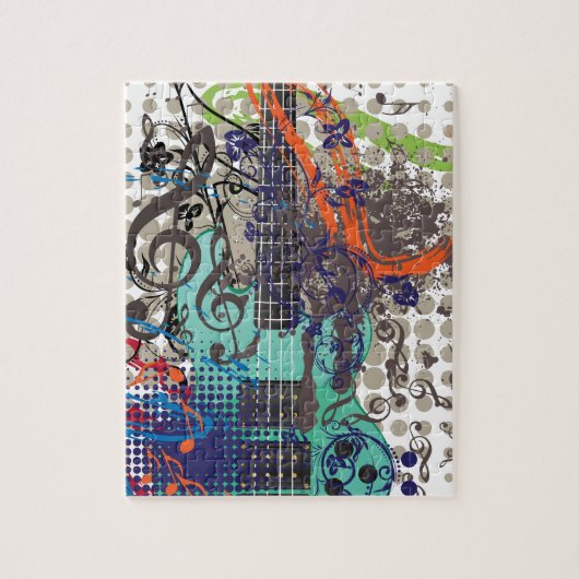 グランジなギターのイラストレーション ジグソーパズル (縦)