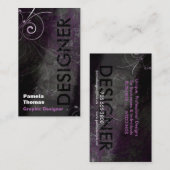 グランジなグラフィックデザイナーの名刺の黒のピンク 名刺 (正面/裏面)