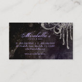 グランジなグリッターのサロンのスパの黒の紫色の銀 名刺 (裏面)