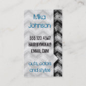 グランジなシェブロンの黒い灰色のサロンのスタイリストビジネス 名刺 (裏面)