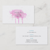 グランジなシックでモダンなメーキャップアーティストの水彩画のピンク 名刺 (正面/裏面)