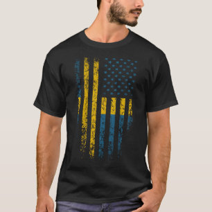 グランジなスウェーデンの米国旗 Tシャツ