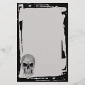 グランジなスカルのチェーン・リンクの塀のゴシックの文房具 便箋 (正面)