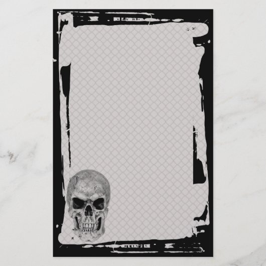 グランジなスカルのチェーン・リンクの塀のゴシックの文房具 便箋 (正面)