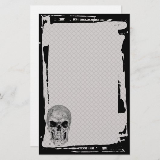 グランジなスカルのチェーン・リンクの塀のゴシックの文房具 便箋 (正面/裏面)