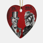 グランジなスカルの結婚式及び記念パーティー セラミックオーナメント (左)
