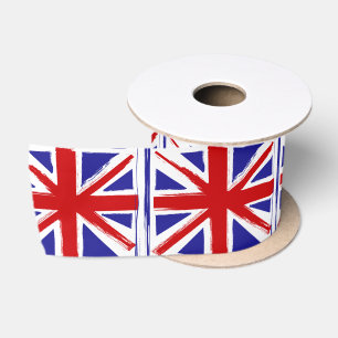 グランジなスタイルのイギリスの英国国旗の旗 サテンリボン