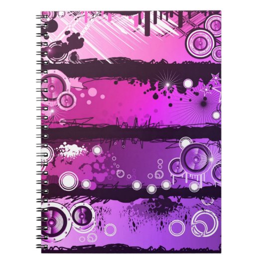 グランジなスタイル音楽旗3 ノートブック (正面)