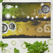 グランジなスタイル音楽旗 キッチンタオル (折り畳み)