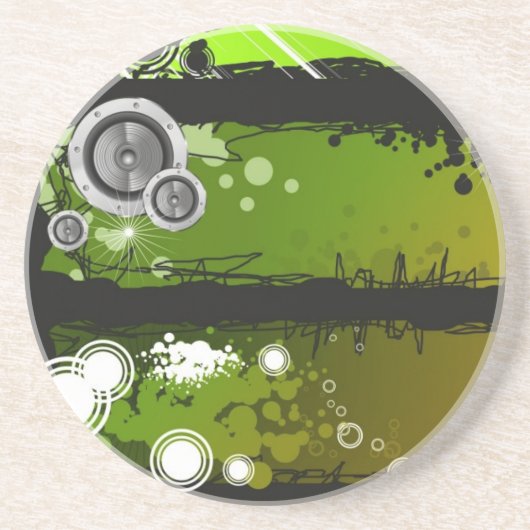 グランジなスタイル音楽旗 コースター (正面)