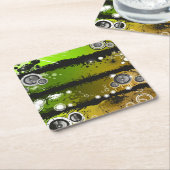 グランジなスタイル音楽旗 スクエアペーパーコースター (アングル)