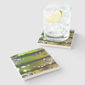 グランジなスタイル音楽旗 ストーンコースター (横)