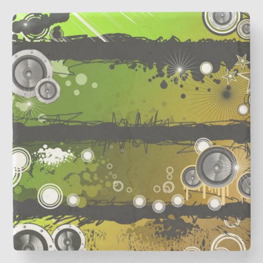 グランジなスタイル音楽旗 ストーンコースター (正面)