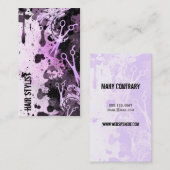 グランジなスプレー式塗料の（ばちゃばちゃ）跳ねるの紫色の美容師 名刺 (正面/裏面)