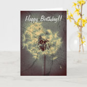 グランジなタンポポのバースデー・カード カード (黄色い花)