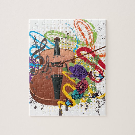 グランジなバイオリンのイラストレーション ジグソーパズル (縦)
