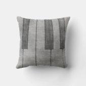 グランジなピアノキーボードの黙した灰色のイメージ クッション (裏面)