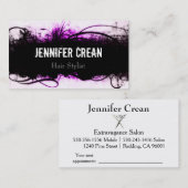 グランジなピンクおよび黒い名刺 予約カード (正面/裏面)