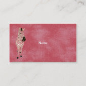 グランジなピンクのシマウマの名刺かラベル 名刺 (裏面)
