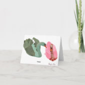 グランジなピンク及びオリーブ色の白鳥パーソナライズなNotecard ノートカード (裏面)