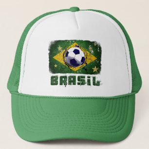 グランジなブラジルのサッカーの旗のギフト キャップ