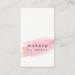 グランジなモダンなメーキャップアーティストの水彩画のピンク 名刺