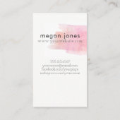 グランジなモダンなメーキャップアーティストの水彩画のピンク 名刺 (裏面)