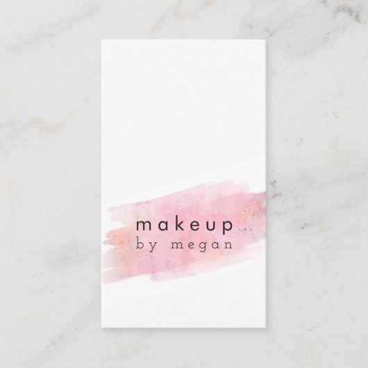 グランジなモダンなメーキャップアーティストの水彩画のピンク 名刺 (正面)