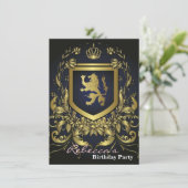 グランジなヴィンテージのmidevilの金ゴールドの盾 招待状 (スタンド正面)