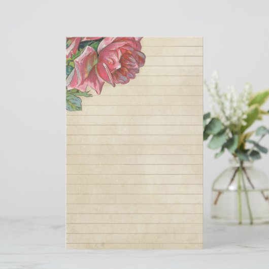 グランジなヴィンテージはラインと上がりました 便箋 (スタンド正面)