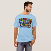 グランジな世界の国旗のコラージュのデザイン Tシャツ (正面フル)