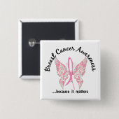 グランジな入れ墨の蝶6.1乳癌 缶バッジ (正面&裏面)