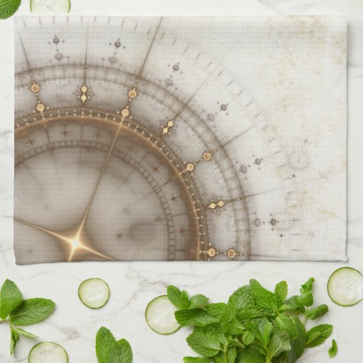 グランジな古代航海のな図表 キッチンタオル (折り畳み)