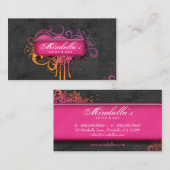 グランジな名刺の花のサロンのスパの灰色のピンク 名刺 (正面/裏面)