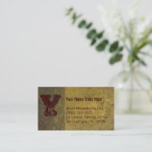 グランジな名刺、灰色、黄色およびバーガンディ 名刺 (スタンド正面)