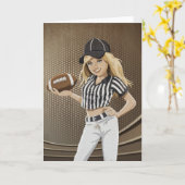 グランジな挨拶状のフットボールの審判員の女の子 カード (黄色い花)