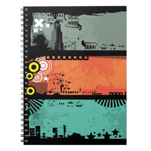 グランジな旗のイラストレーション2 ノートブック (正面)