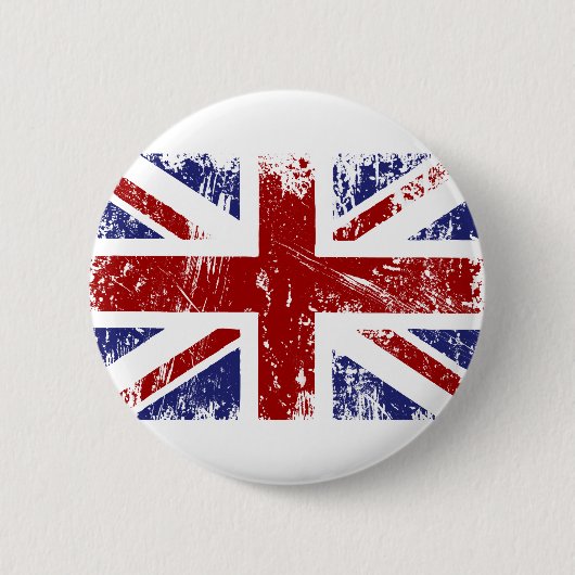 グランジな旗の英国国旗のイギリスのパンク 缶バッジ (正面)