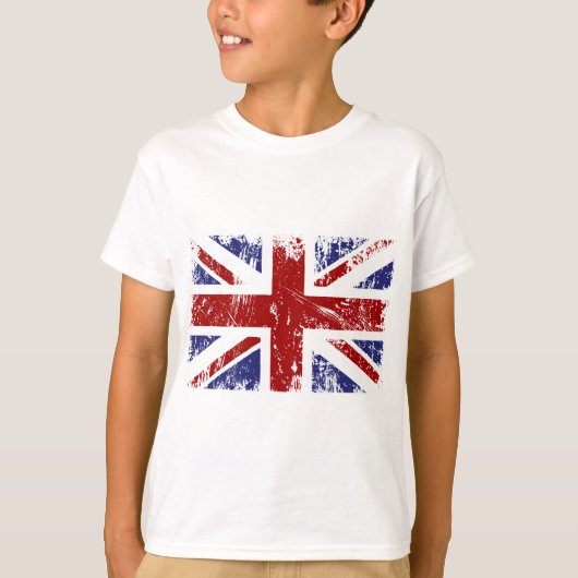 グランジな旗の英国国旗のイギリスのパンク Tシャツ (正面)