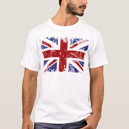 グランジな旗の英国国旗のイギリスのパンク Tシャツ (正面)