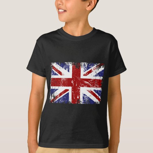 グランジな旗の英国国旗のイギリスのパンク Tシャツ (正面)
