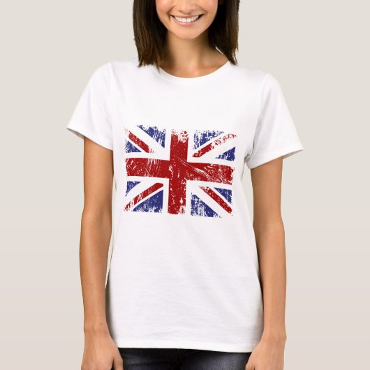 グランジな旗の英国国旗のイギリスのパンク Tシャツ (正面)